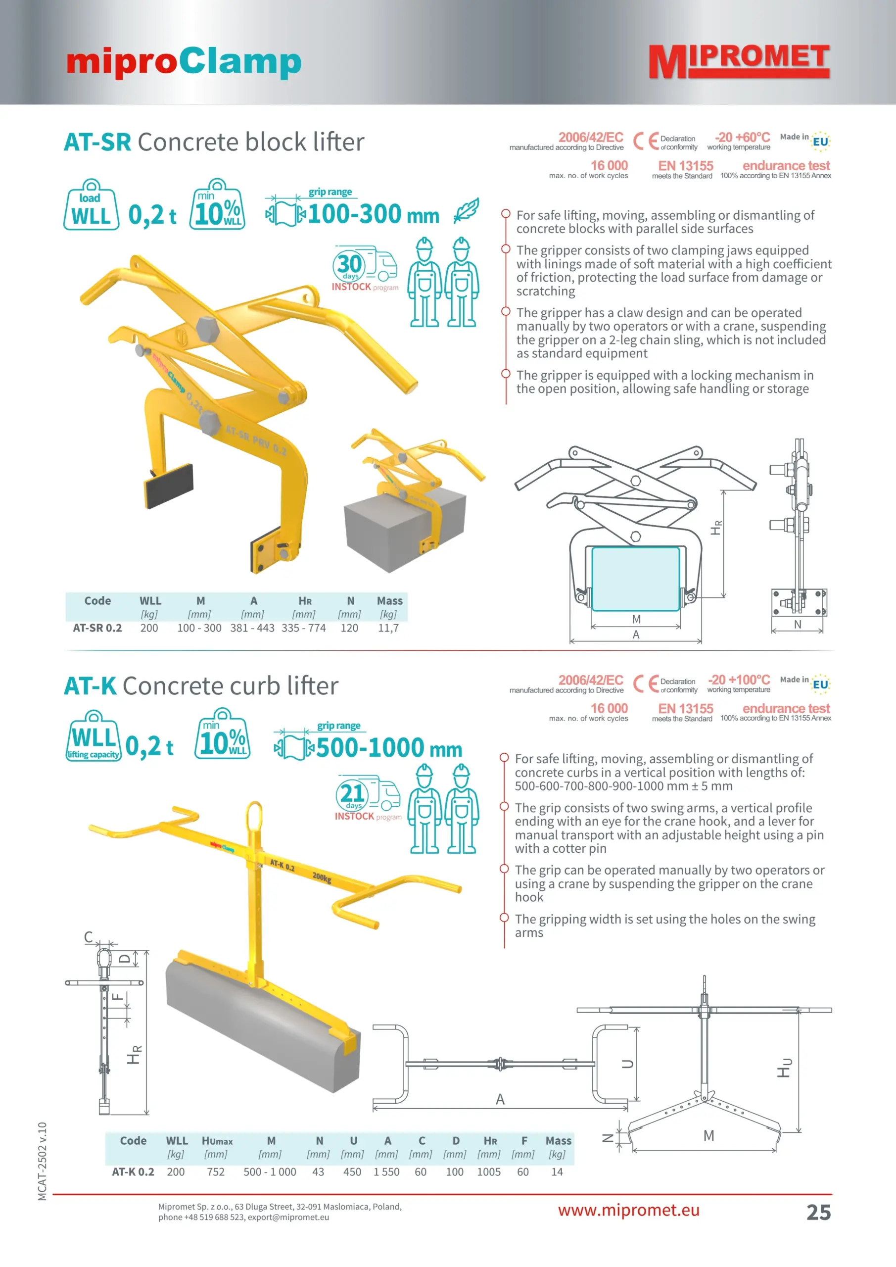 DELACCO – Prijemalo za betonske robnike – razpon 500-1000 mm – Mipromet 02