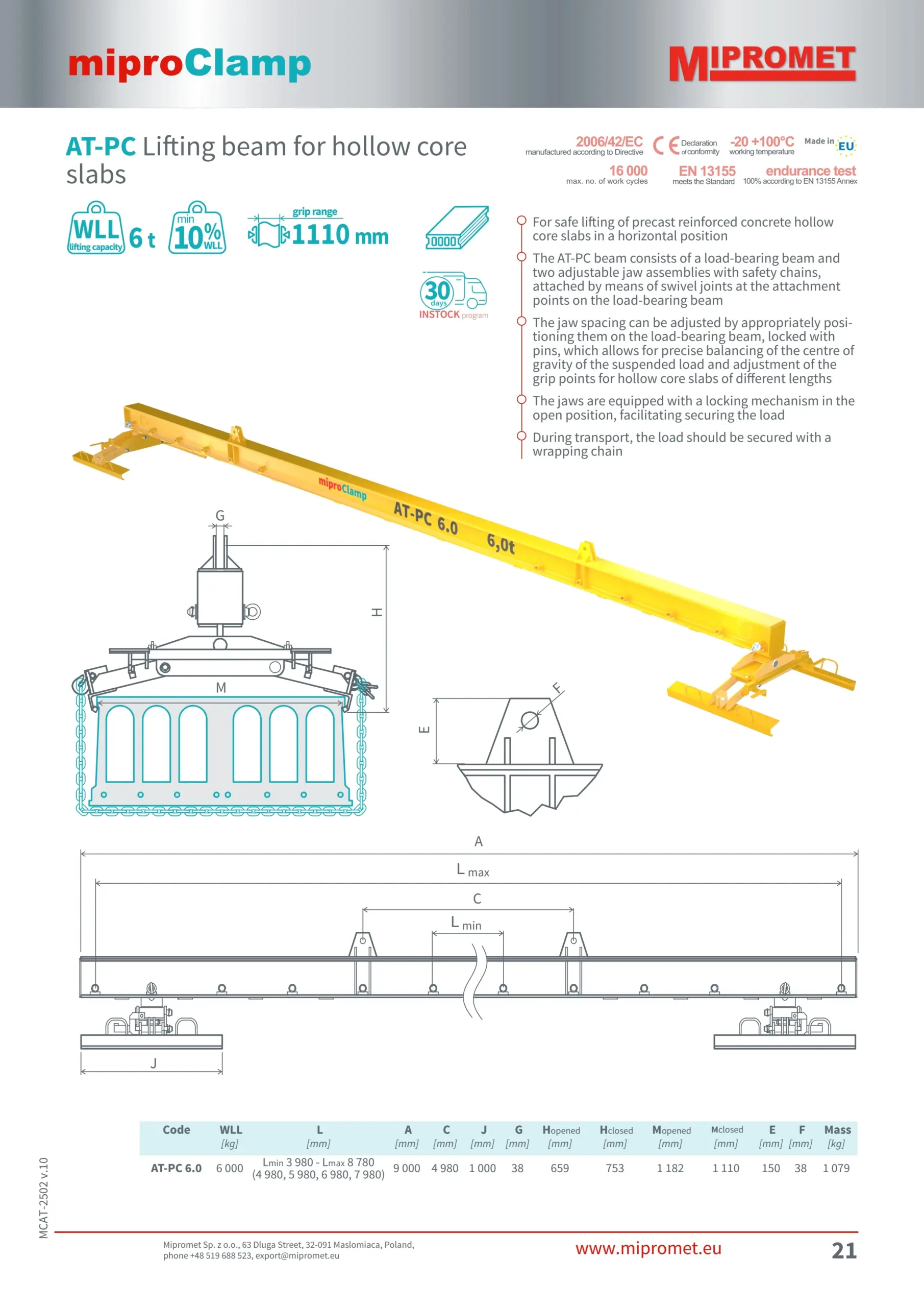 DELACCO – Votla ploščata prečka (omni) – nosilnost 6t – Mipromet 03